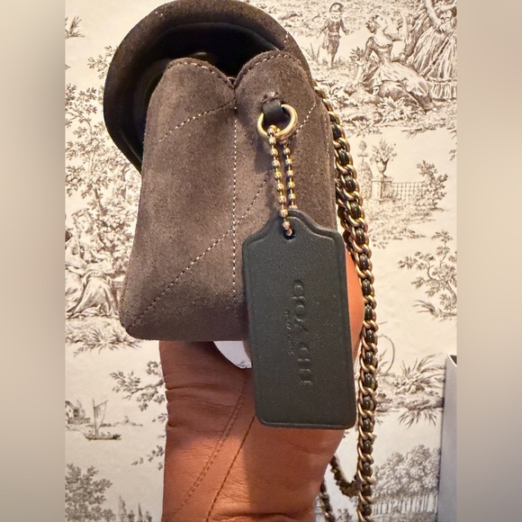 Coach Tabby 20 Quilted Suede Shoulder Bag with Gold Chain. - Picture 12 of 14